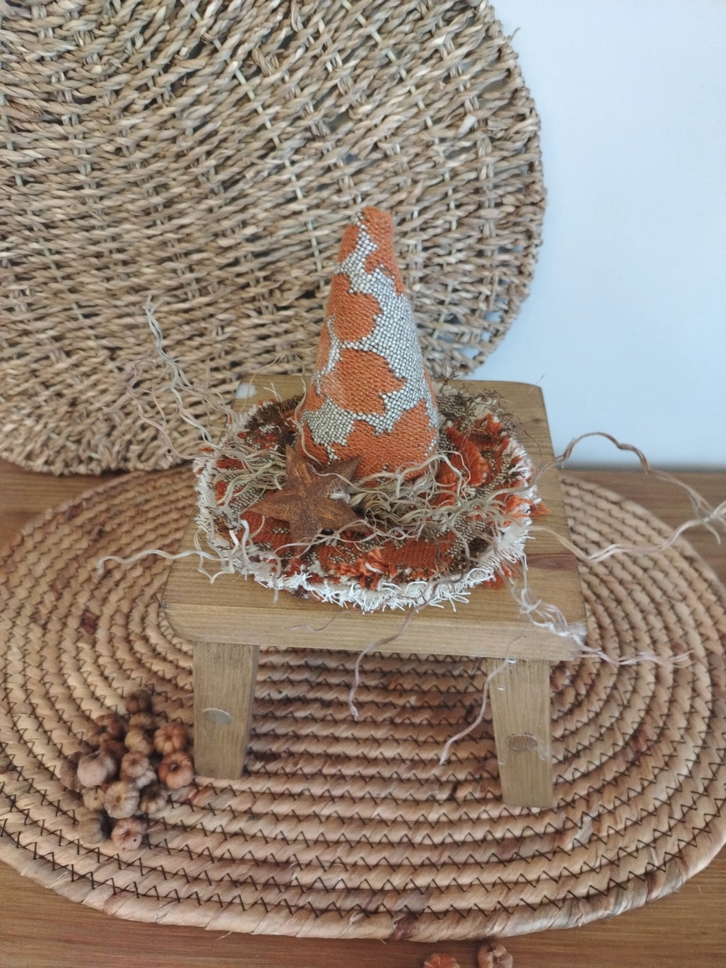 Mini Rustic Orange Witches Hat