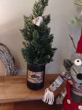 Load image into Gallery viewer, Light up Christmas tree in Rustic Black tin can pot - FREE P&amp;P
