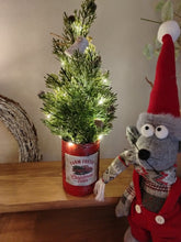 Load image into Gallery viewer, Light up Christmas tree in Rustic Red tin can pot - FREE P&amp;P
