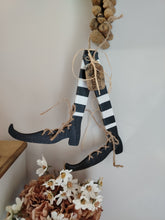 Load image into Gallery viewer, Pair of Slim Stripey witches legs with shoes
