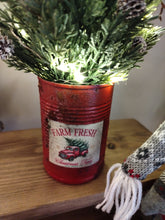 Load image into Gallery viewer, Light up Christmas tree in Rustic Red tin can pot - FREE P&amp;P
