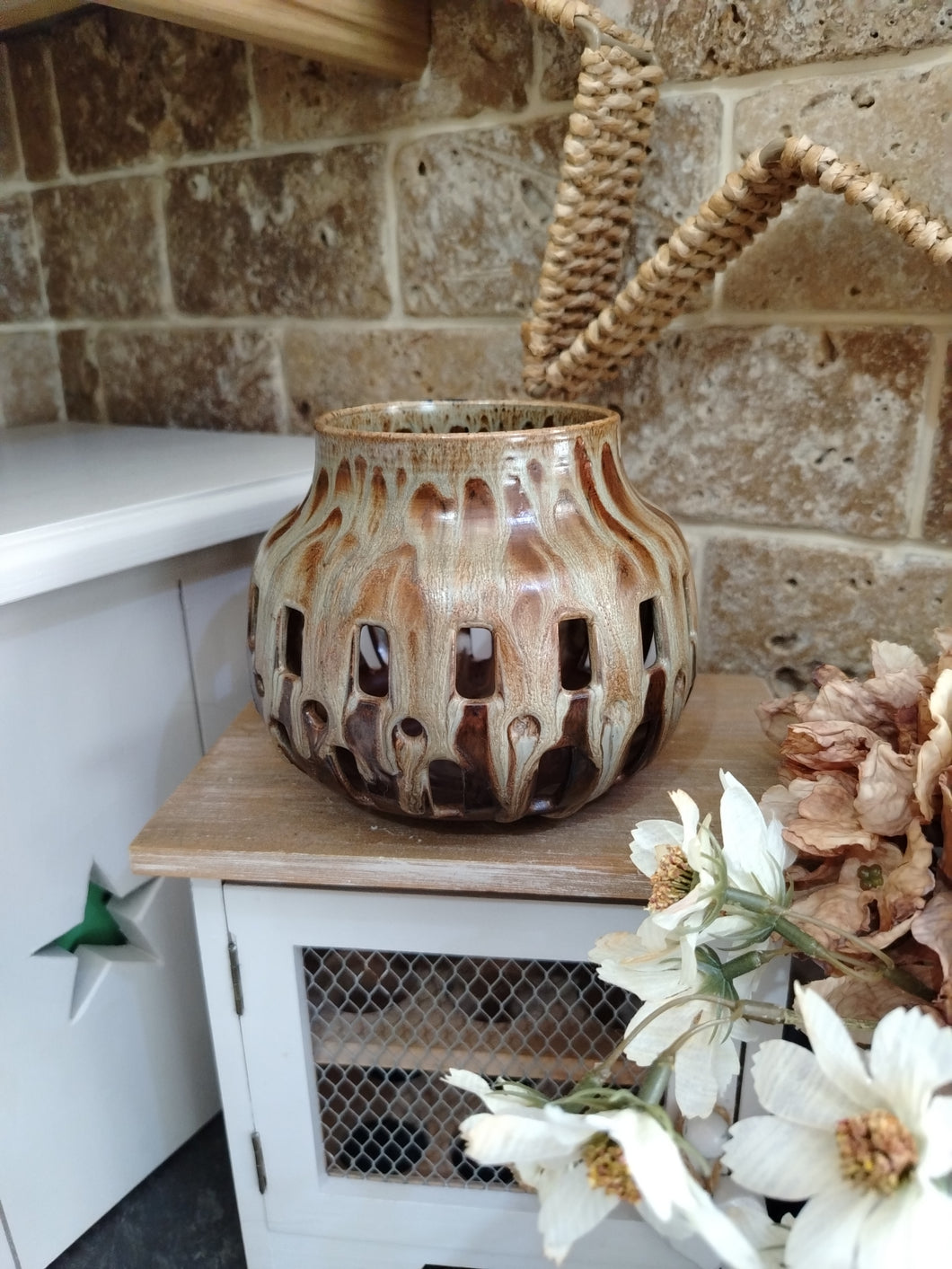 Stoneware glazed pot