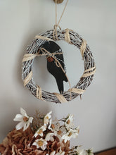 Load image into Gallery viewer, 8&quot; Wreath with wooden Black Raven

