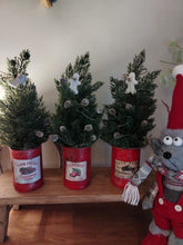 Load image into Gallery viewer, Light up Christmas tree in Rustic Red tin can pot - FREE P&amp;P
