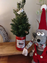 Load image into Gallery viewer, Light up Christmas tree in Rustic Red tin can pot - FREE P&amp;P
