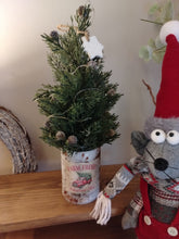 Load image into Gallery viewer, Light up Christmas tree in Rustic White tin can pot - FREE P&amp;P
