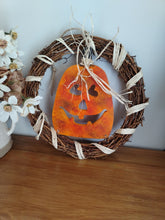 Load image into Gallery viewer, 10&quot; Wreath with wooden pumpkin
