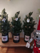 Load image into Gallery viewer, Light up Christmas tree in Rustic Black tin can pot - FREE P&amp;P
