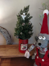 Load image into Gallery viewer, Light up Christmas tree in Rustic Red tin can pot - FREE P&amp;P
