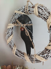 Load image into Gallery viewer, 8&quot; Wreath with wooden Black Raven
