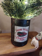 Load image into Gallery viewer, Light up Christmas tree in Rustic Black tin can pot - FREE P&amp;P
