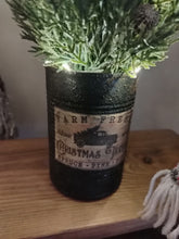Load image into Gallery viewer, Light up Christmas tree in Rustic Black tin can pot - FREE P&amp;P
