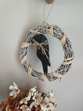 Load image into Gallery viewer, 8&quot; Wreath with wooden Black Raven
