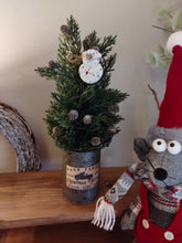 Load image into Gallery viewer, Light up Christmas tree in Rustic silver tin can pot - FREE P&amp;P
