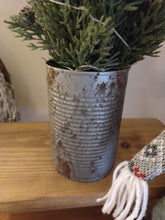 Load image into Gallery viewer, Light up Christmas tree in Rustic silver tin can pot - FREE P&amp;P
