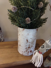 Load image into Gallery viewer, Light up Christmas tree in Rustic White tin can pot - FREE P&amp;P
