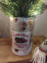 Load image into Gallery viewer, Light up Christmas tree in Rustic White tin can pot - FREE P&amp;P
