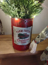 Load image into Gallery viewer, Light up Christmas tree in Rustic Red tin can pot - FREE P&amp;P
