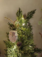 Load image into Gallery viewer, Light up Christmas tree in Rustic Black tin can pot - FREE P&amp;P
