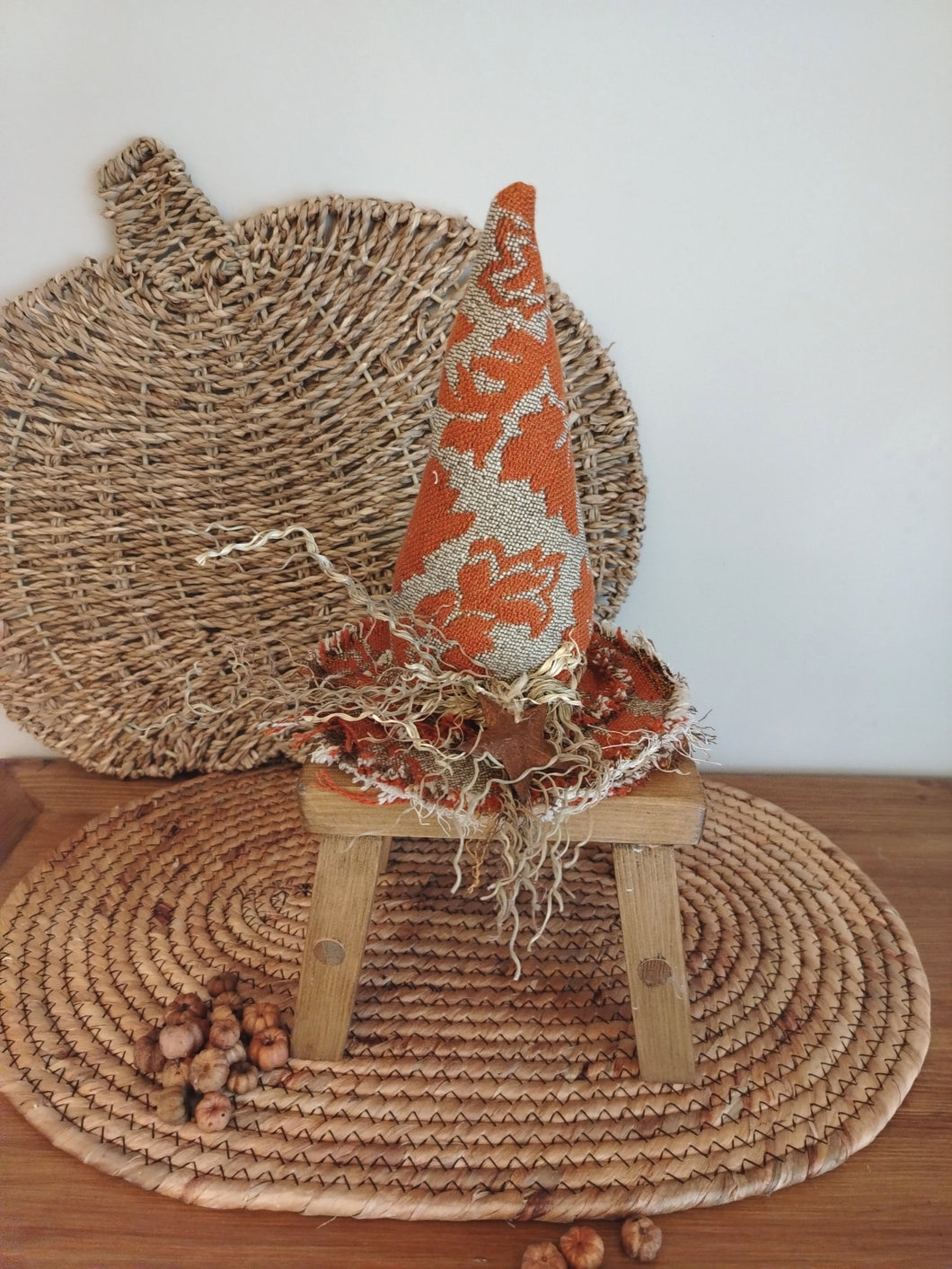 Small Rustic Orange Witches Hat