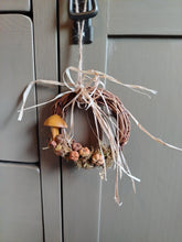Load image into Gallery viewer, Mini wreath with clay toadstool in mustard
