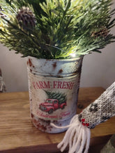 Load image into Gallery viewer, Light up Christmas tree in Rustic White tin can pot - FREE P&amp;P
