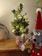 Load image into Gallery viewer, Light up Christmas tree in Rustic White tin can pot - FREE P&amp;P
