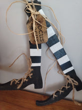 Load image into Gallery viewer, Pair of Slim Stripey witches legs with shoes
