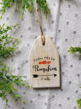 Load image into Gallery viewer, Large Wooden Tag - Pumpkin sign
