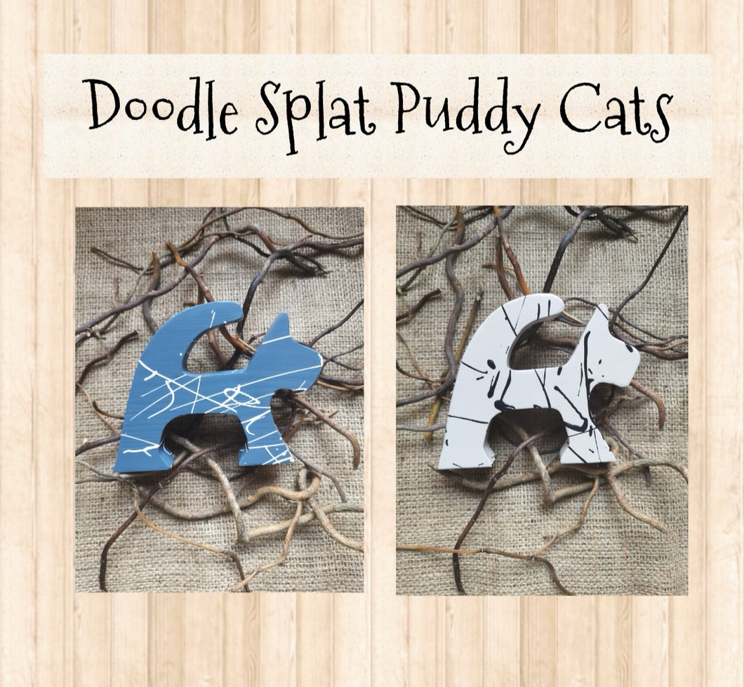 Doodle Splat wooden Cats