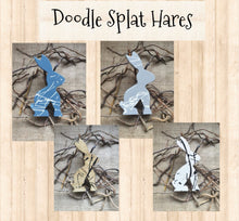 Load image into Gallery viewer, Doodle Splat wooden Hares
