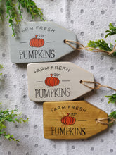 Load image into Gallery viewer, Wooden Tags - Farm Fresh Pumpkins
