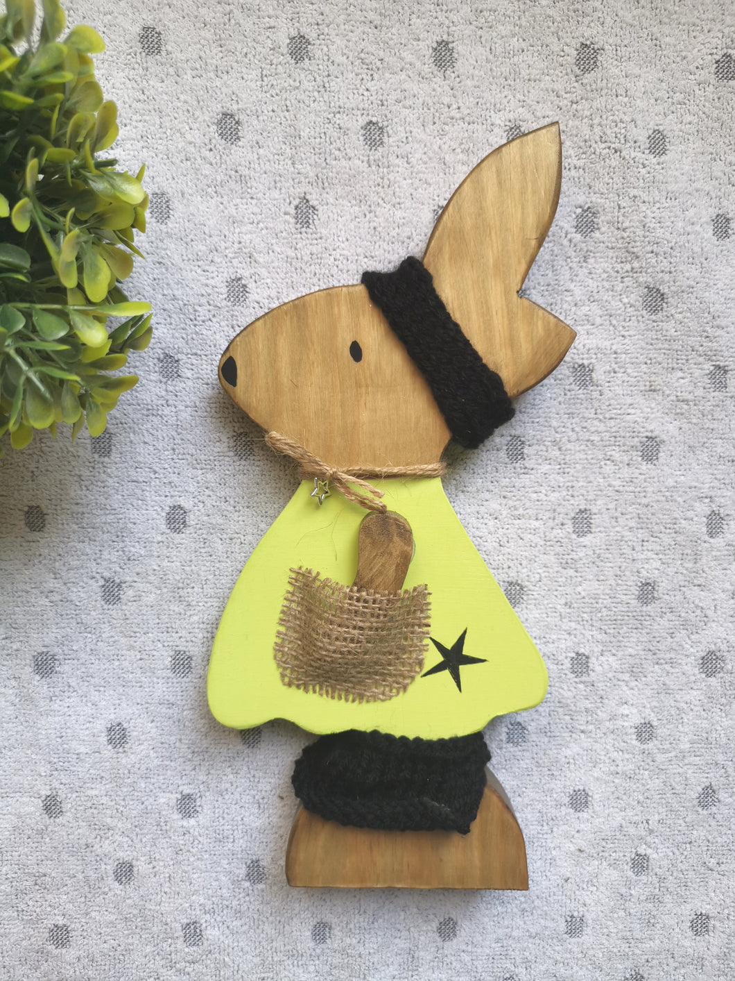 Wooden Rabbit with headband & Legwarmers
