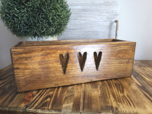 Load image into Gallery viewer, Wooden Storage Crate, country decor plant display , Dark Oak Hearts
