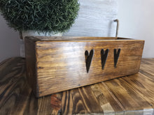 Load image into Gallery viewer, Wooden Storage Crate, country decor plant display , Dark Oak Hearts
