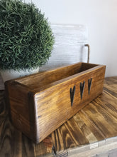 Load image into Gallery viewer, Wooden Storage Crate, country decor plant display , Dark Oak Hearts
