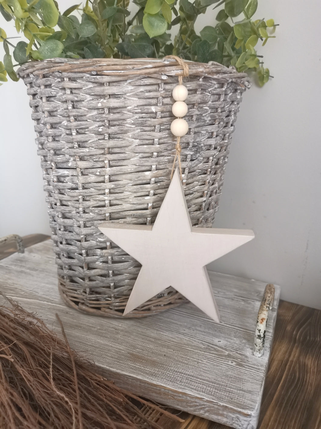 Wooden Hanging Star - Potters Clay