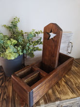 Load image into Gallery viewer, Wooden Condiment Caddy, divided storage crate

