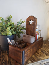 Load image into Gallery viewer, Wooden Condiment Caddy, divided storage crate
