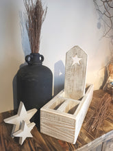 Load image into Gallery viewer, Wooden Cutlery Holder, Condiment Caddy, divided storage crate
