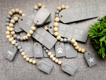 Load image into Gallery viewer, Positivity quote Wooden Tags with Bead Garland
