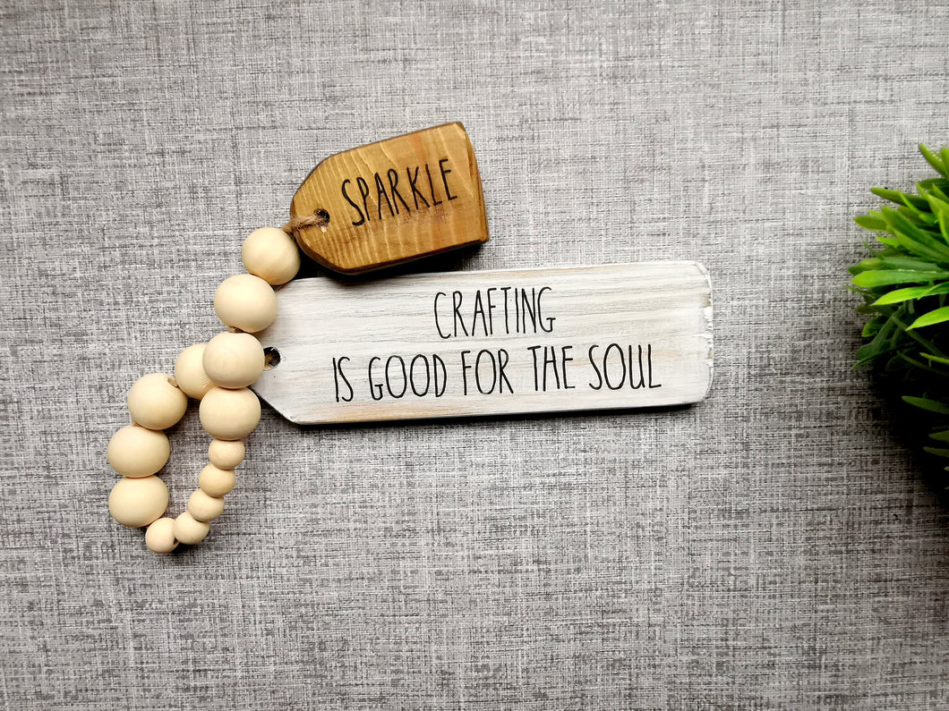 Positivity Quote Wooden Tag with bead garland