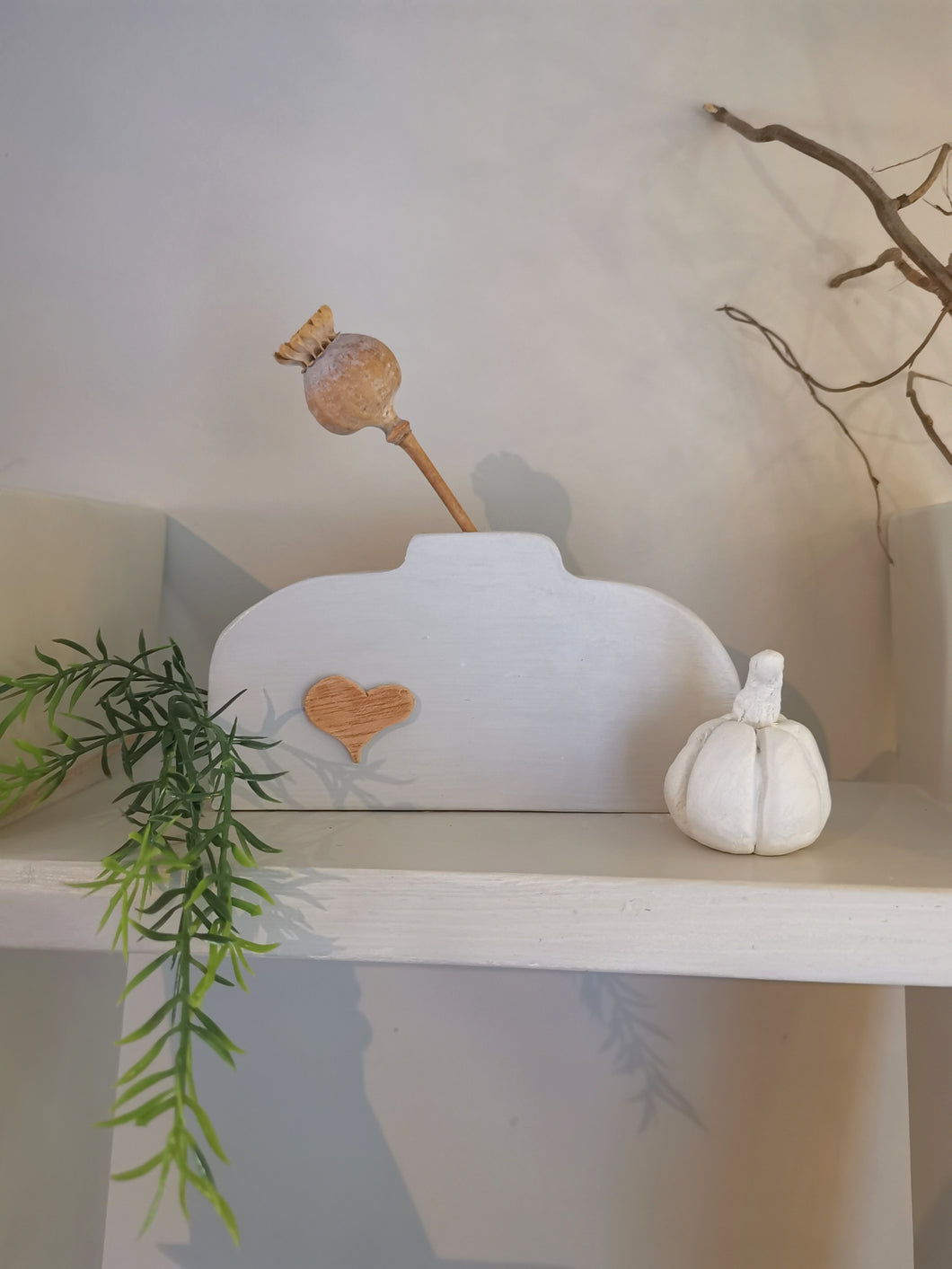Miniature Bud Vase - Feather Grey Heart design