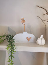 Load image into Gallery viewer, Miniature Bud Vase - Feather Grey Heart design
