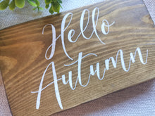 Load image into Gallery viewer, Hello Autumn wooden Sign

