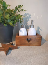 Load image into Gallery viewer, Soap Dispenser and wooden holder
