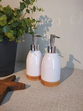 Load image into Gallery viewer, Soap Dispenser and wooden holder
