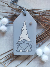 Load image into Gallery viewer, Large Wooden Tag with Christmas Gnome

