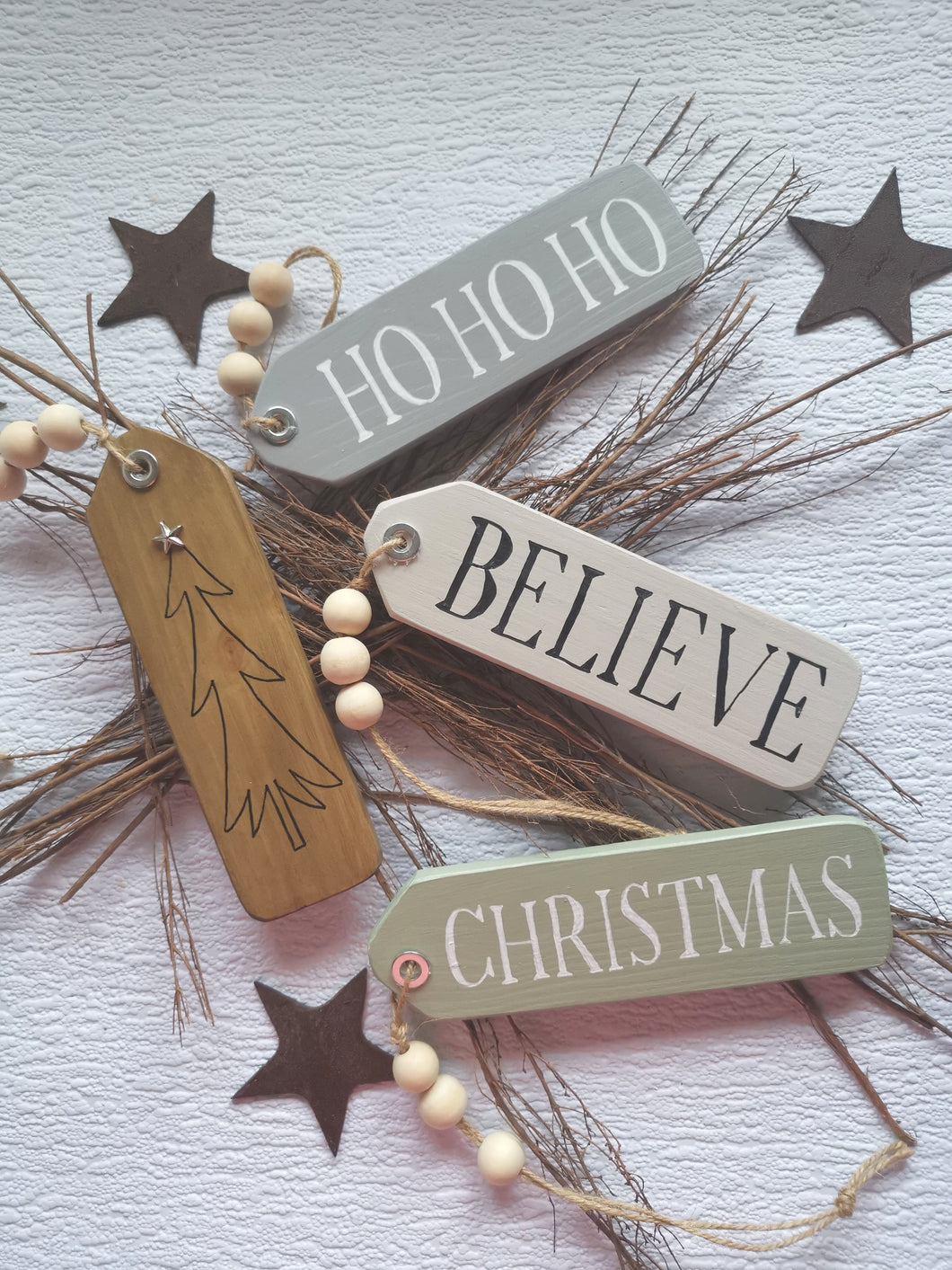 ⭐ SPECIAL OFFER (Set of 3) Slim Wooden Christmas Hanging Tags