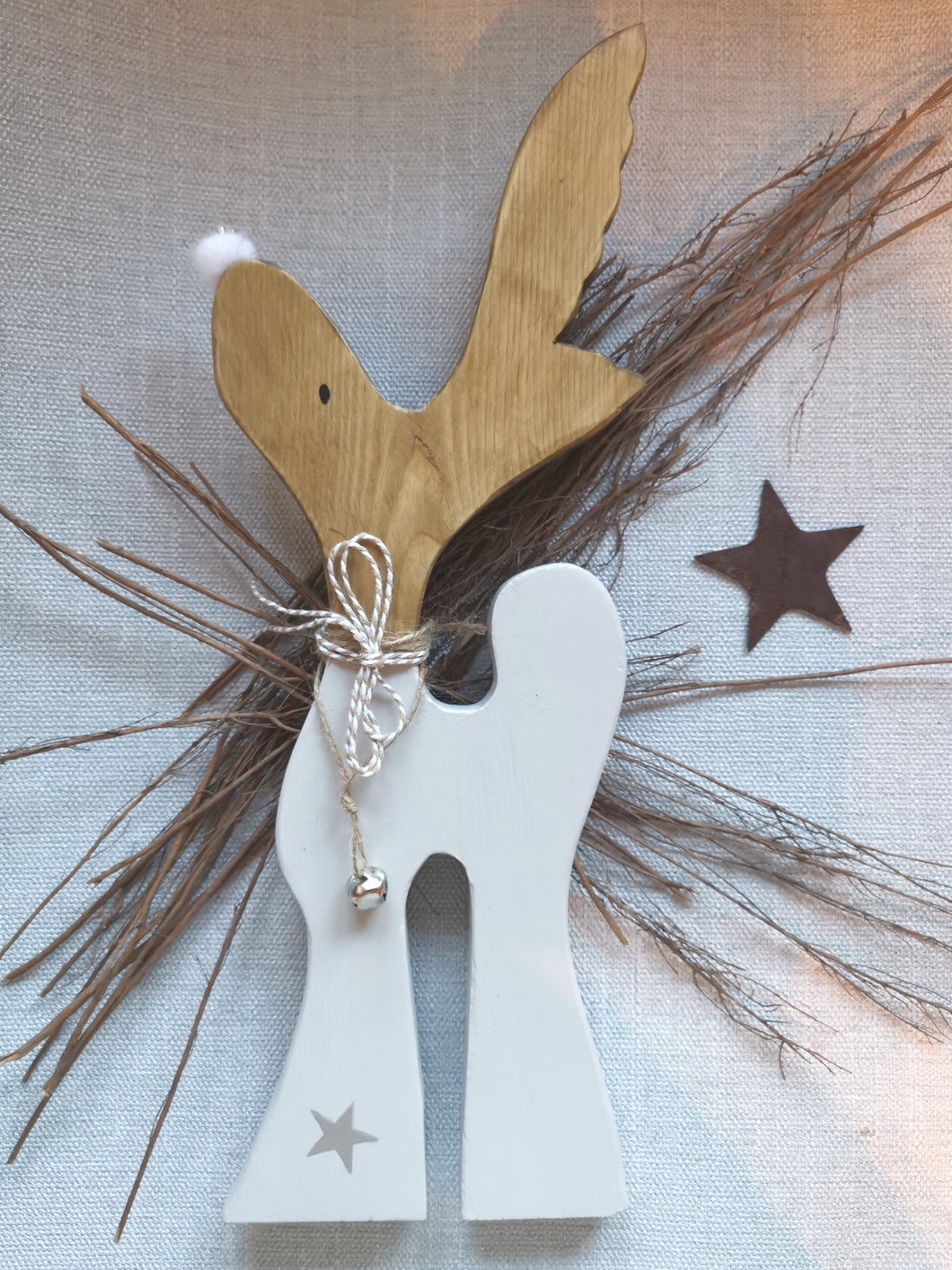 Large Freestanding Wooden Reindeer